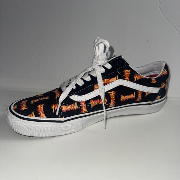 Vans SK8 Thrasher Skate Old Skool Black Multi Logo Canvas Shoes Sz 13 Men Fire main image 7